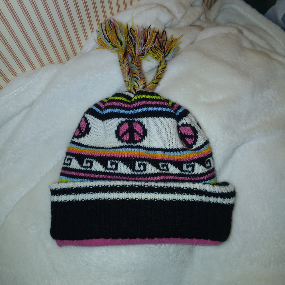 Place Multicolor Peace Sign Kids Beanie
